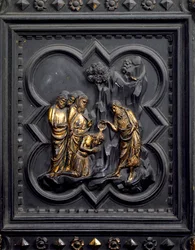 Die Taufe der Jünger, neuntes Panel der Südtüren des Baptisteriums von San Giovanni, 1336